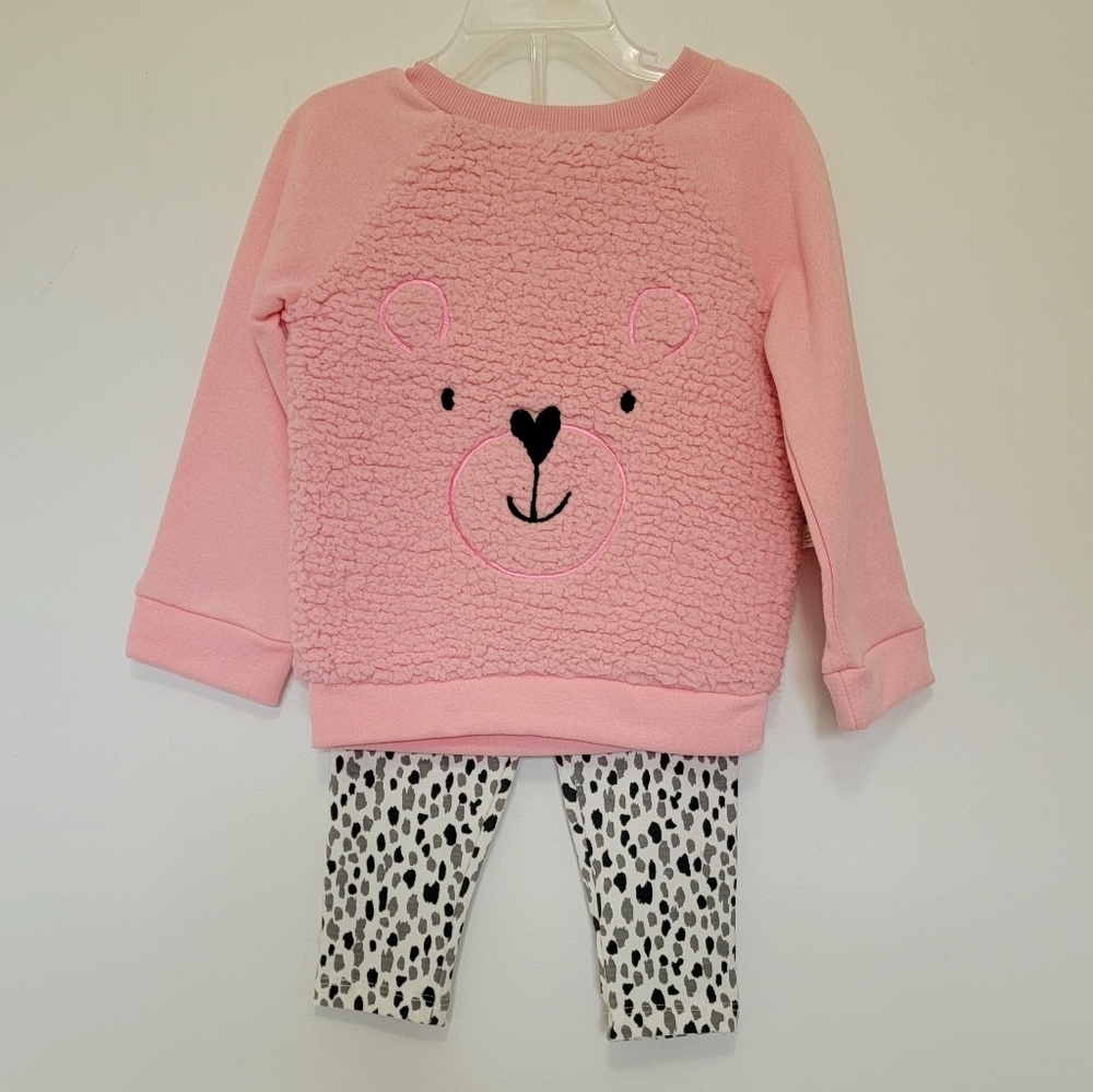 Baby girls bear sherpa fleece set